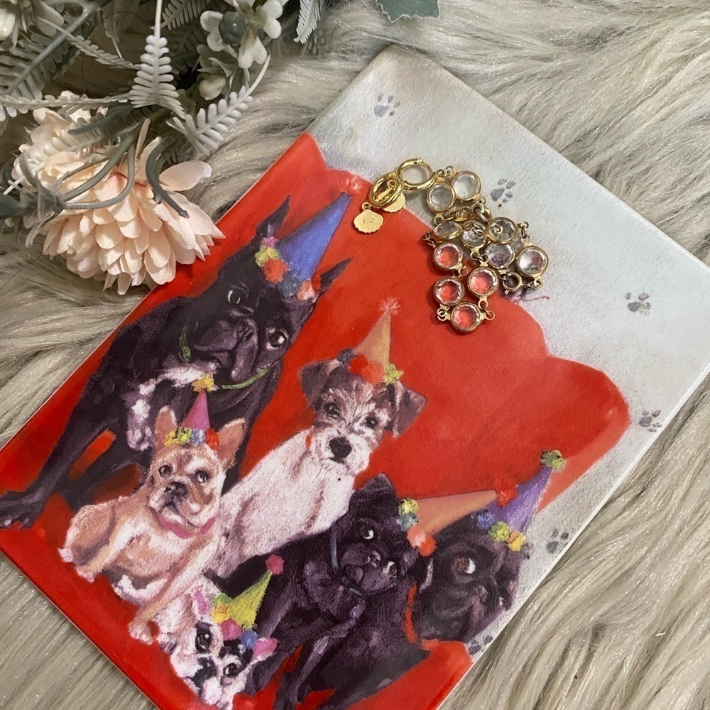 Green box Art + Culture  Dogs Trinket Dish  Art By Lisa Fiver 5”x 7” - Picture 2 of 7